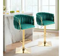 boorbin Taburete de bar vintage con respaldo y reposapiés, altura de mostrador, silla de comedor para isla de cocina, comedor, bar, mostrador, fiesta, salón, área (verde esmeralda)