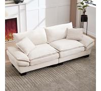 boorbin UN moderno, sofá doble simple con una cama de plumas, que es suficiente una almohada, es acogedor, pero espacioso y espacioso en la sala de estar/dormitorio/oficina (Beige)