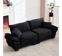 boorbin UN moderno, sofá doble simple con una cama de plumas, que es una almohada es acogedora, pero espacioso y espacioso en la sala de estar/dormitorio/oficina (negro)