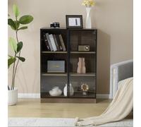 boorbin Vitrina de cristal con iluminación, vitrina de cristal en negro, armario de coleccionista, armario de cristal multifunción de pie con estantes de 3 niveles, armario de salón T32/H106/B80 cm