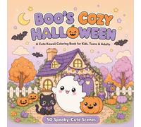 Boo's Cozy Halloween: A Cute Kawaii Halloween Coloring Book for Kids, Teens and Adults with 50 Bold and Easy Spooky-Cute Scenes of Friendly Ghosts, Pumpkins, Black Cats, and Cozy Autumn Nights
