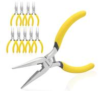 BOOSDEN 10 Piezas Alicates Punta Fina de 5", Alicates de Punta Larga Mini con Cortador Lateral, Precisos con Empuñadura Cómoda para Electrónica, Manualidades, DIY y Joyería