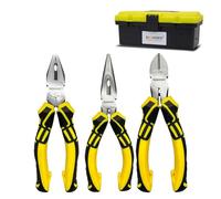 BOOSDEN Juego 3 Alicates 6 Pulgadas Bricolaje | Incluye punta fina, cortador diagonal y alicate universal, ideal para reparaciones caseras