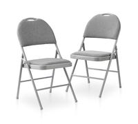 BOOSDEN Juego de 2 sillas Plegables Acolchadas, Color Gris, Silla Plegable con Respaldo Elevado, Silla apilable, Silla Plegable de jardín, Silla de balcón, sillas Plegables para Cocina, Comedor,