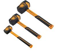 BOOSDEN Juego de 3 Mazos de Goma de 350g, 560g y 1100 g, Mazo de Goma con Gancho, Mazo con Cabeza Sólida y Mango Ergonómico, Para Suelos, Carpintería