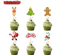 BOOSHMall 72 Piezas Navidad Cupcake Regalo Sombrero Pick Feliz Navida Palillo Bandera Decoración de la torta de Navidad Fiesta de Festive Suministros