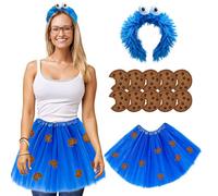 BOOSHMall Disfraz de monstruo de las galletas para mujer y niña, disfraz de monstruo de galleta, disfraz de monstruo de tul, diadema de galleta, para carnaval, Halloween, cosplay