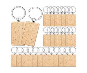 Booso 100 llaveros de madera en a granel rectángulo grabado en madera en de madera sin terminar