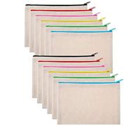 Booso 12 bolsas de maquillaje con de cremallera, bolsa de , bolsa de lápiz, bolsa de cultura, para diseño DIY, beige