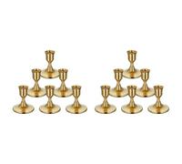 Booso 12 Candelabros Cónicos de Latón Dorado, Candelabros de Metal Vintage para Centro de Mesa o Repisa de Comedor