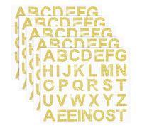 Booso 170 calcomanías de letras plateadas con diamantes de imitación, 5 hojas de 34 letras con purpurina del alfabeto, color dorado