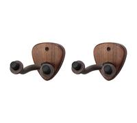 Booso 2 ganchos de pared para colgar guitarra, base de madera, banjo, bajo, guitarra acústica eléctrica, soporte para cuello con ranura para púas, B