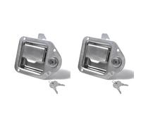 Booso 2 pestillos de mango de caja de herramientas para remolque con cerradura de caja de herramientas, cerradura de paleta de 4-3/8 pulgadas x 3-1/4 pulgadas con 2 llaves y 4 remaches