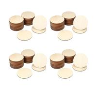 Booso 200 piezas de círculos de madera sin terminar con recortes redondos preperforados, discos de madera en blanco con agujeros colgantes (4 pulgadas)