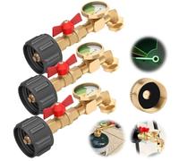 Booso 3 adaptadores de codo de repuesto de propano con medidor de tanque, adaptador de tanque de propano para tanque de 1 libra, medidor universal de gas propano