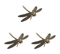 Booso 3 mini figuras de latón con diseño de libélula fundida, estilo retro, escultura de metal, decoración para el hogar, escritorio, manualidades