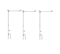 Booso 3 soportes de metal para bandera de jardín con tapón de bandera de jardín y clip antiviento