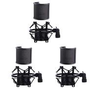 Booso 3X Montaje De Choque De MicróFono Con Filtro De MicróFono SuspensióN De Parabrisas Clip De Soporte De Montaje De Choque