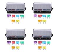 Booso 4 cajas de fusibles de 6 vías para coche, bloque de cuchilla de circuito + fusible