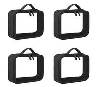 Booso 4 x bolsa de maquillaje transparente organizador transparente PVC esteticista cosmética belleza de aseo maquillaje bolsa de lavado, Negro