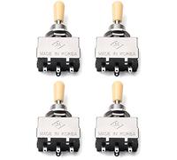 Booso 4X Perilla Maciza Eje de Caja Estilo para Conmutador Selector de 3 Posiciones Conmutador, Punta Beige