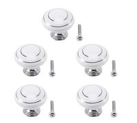 Booso 5 pomos de cerámica para puerta, armario, armario, armario, cajón, color blanco