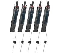 Booso 5 Uds. Conector de Panel Solar Fotovoltaico Macho/Hembra 30A Diodo Incorporado Fusible en LíNea Conectores de Cable Solar Impermeable Antirreflujo