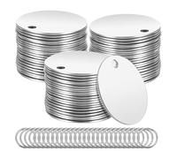Booso 55 piezas de etiquetas de metal en blanco - 1.2 pulgadas redondas de acero inoxidable con agujero, para hacer joyas, bricolaje