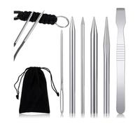 Booso 6 accesorios de paracaídas, herramientas de paracaídas, cuero para cordones, aguja de sutura de cordones para trabajo de paracaídas