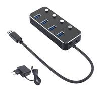 Booso adaptador de corriente USB 3.0 4 puertos hub divisor aleación aluminio interruptor multi-extensión USB Hub cable 1.2 m Hub USB 3.0 enchufe UE A