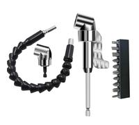 Booso Adaptador de taladro de ángulo recto de 105 grados, destornillador en ángulo de esquina, accesorio de taladro angular de vástago hexagonal de 1/4 pulgadas (juego de 4 piezas)