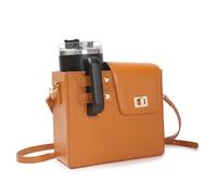 Booso Bolsa de almacenamiento cruzada de cuero para tazas de agua con correa ajustable para el hombro, color marrón