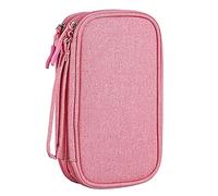 Booso - Bolsa de almacenamiento para accesorios electrónicos, para adaptador de corriente, cargador, cables, bolígrafos, diseñada para colegialas, color rosa