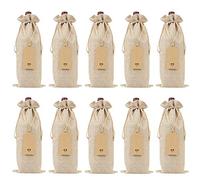 Booso Bolsas de lona para vino con cordón, tapas individuales reutilizables para de vino con cuerdas y etiquetas (10 unidades), turquesa