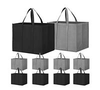 Booso Bolsas de Supermercado Reutilizables Paquete de 10, 35 L Bolsas de Compras Reutilizables Grandes para Comestibles de Cocina, Bolsas de Asas Plegables