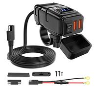 Booso Cargador USB para motocicleta de 6,8 A, carga rápida 3.0, cargador de teléfono dual USB para motocicleta con voltímetro e interruptor de encendido/apagado