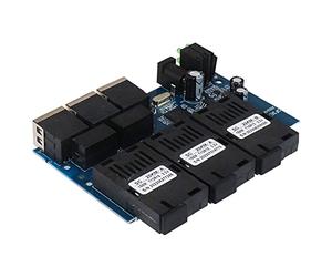Booso Conmutador en Fibra Ethernet 100M Tarjeta PCBA Convertidor de Medios Ópticos 20Km 3 Fibra 3 Soporte RJ45 Switch en Fibra RPOE Simplex SC