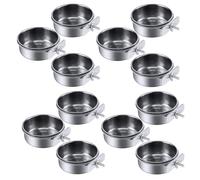 Booso de Alimentación de PáJaros de 12 Piezas de Alimentación de Loros de Acero Inoxidable Jaula de Animales Agua Tazón de Comida S