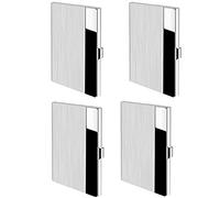 Booso Fundas para tarjetas de visita, 4 unidades, para tarjetas de visita, de negocios, de acero inoxidable, para tarjetas de crédito, plata