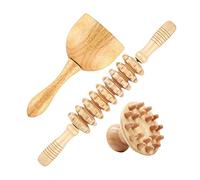 Booso Herramienta de masaje para terapia de madera, tabla Gua Sha, masajeador para espalda, piernas, moldear el cuerpo, drenaje linfático, celulitis, 3 unidades