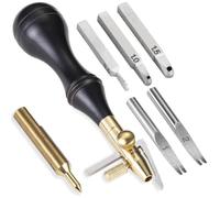 Booso Herramienta ranuradora de cuero 6 en 1, con ranura de costura ajustable, herramientas de corte de tallado de cuero, herramientas de trabajo de cuero