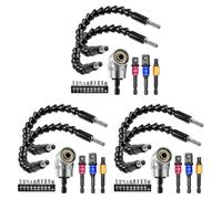 Booso Juego de 3 puntas de destornillador de vástago hexagonal de extensión flexible, 9 piezas, juego de adaptadores de enchufe universal, broca de destornillador