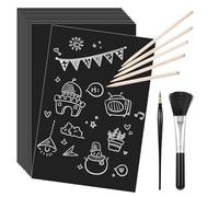 Booso Juego de 50 hojas de papel para rascar para niños, 12,4 x 18,5 cm, con herramientas de arte