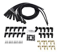 Booso Juego de cables de bujía con núcleo en espiral de 8 mm, negro, funda de bujía de 180 grados, juego de cables universales