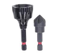 Booso Juego de herramientas de chaflán de desbarbado, 2 piezas de herramienta de desbarbado y chaflán giratorios, cobertura externa de depuración