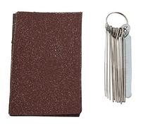 Booso Juego de limas de tuerca de sillín de guitarra, 13 tamaños de limas de aguja con sección circular y 9 piezas de papel de lija plateado