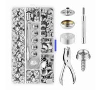 Booso Kit de 2 herramientas de ajuste de lona, acero inoxidable de grado marino, 3/8 pulgadas, kit de cierre de botón a presión, para barco B