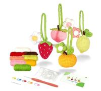 Booso Kit de Crochet para Principiantes,Kit de Frutas de Crochet para Principiantes para Adultos,con Tutoriales en Video Paso a Paso e Hilo de Puntadas