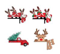 Booso Paquete de 4 Letreros Decorativos para Esquina de Puerta de Navidad, Escultura de Madera para Pared ArtíStica, DecoracióN de Esquina para Puerta de Casa