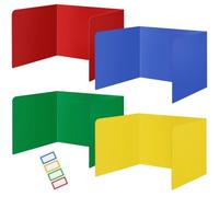 Booso Paquete de 4 separadores coloridos de privacidad para escritorios de estudiantes, plástico borrable, separadores de prueba para aula, fácil de limpiar